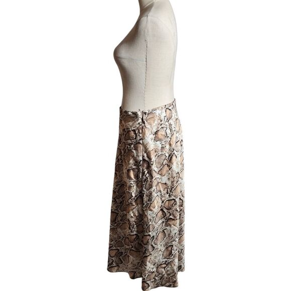 Essue Reptile Snake Print Satin Midi Skirt - Picture 5 of 6